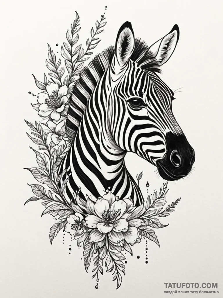 Zebra bones beneath spectral bloom, concept a… — эскиз тату (№1752332726_0, 12.07.2025 15:05) — Tatufoto.com