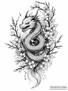 Branch of cherry blossoms with a single, perf... - эскиз тату (№1752333145_0, 12.07.2025 15:12) — Tatufoto.com
