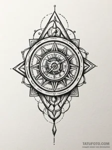Atomic clock melting through void, tattoo ske... - эскиз тату (№1752333985_0, 12.07.2025 15:26) — Tatufoto.com