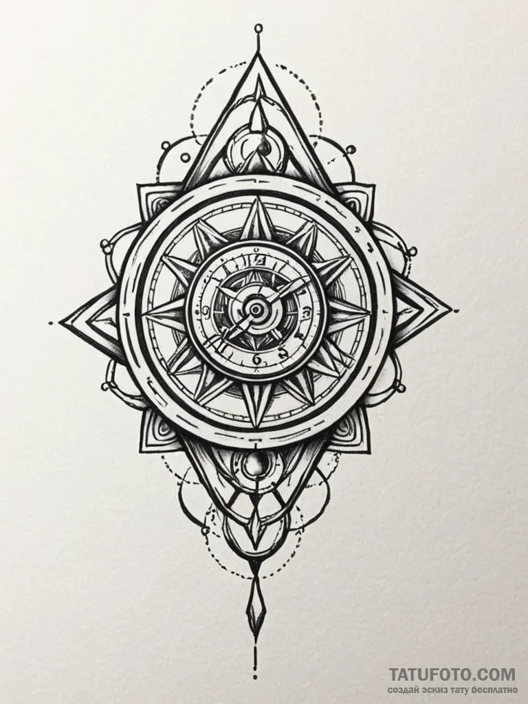 Atomic clock melting through void, tattoo ske... - эскиз тату (№1752333985_0, 12.07.2025 15:26) — Tatufoto.com