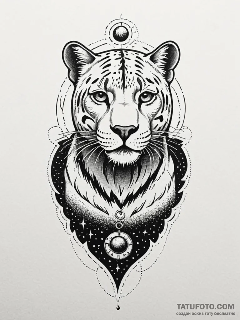 Panther shadow beneath starlit sky, tattoo dr... - эскиз тату (№1752334068_0, 12.07.2025 15:27) — Tatufoto.com