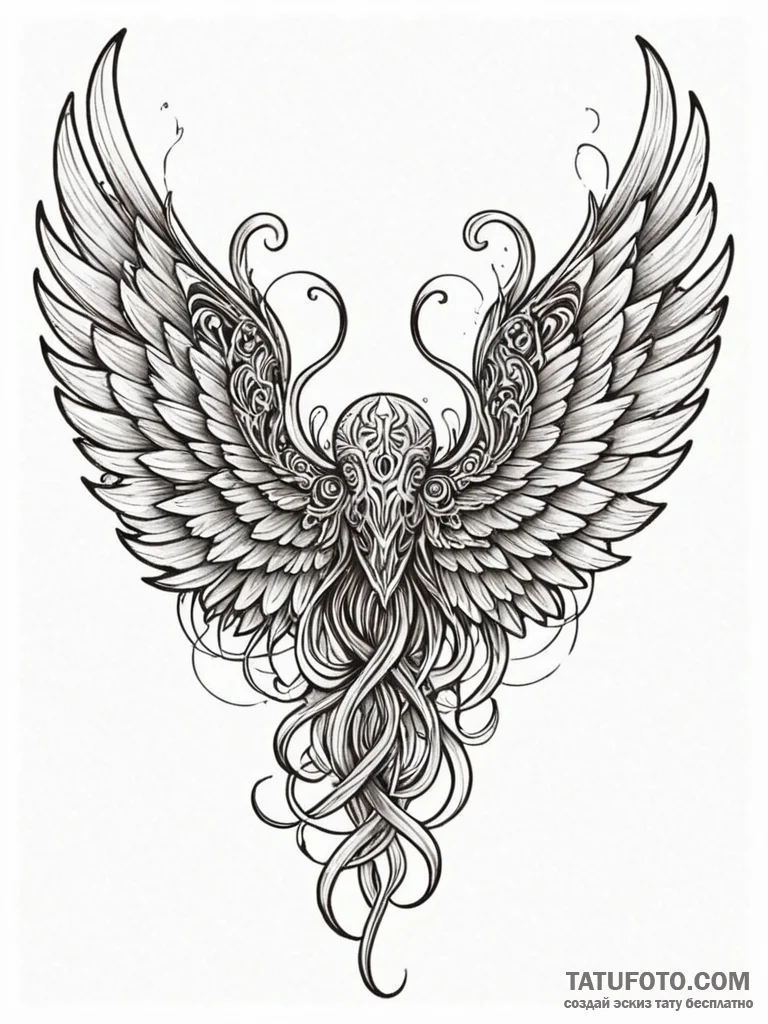 Unseen wings devouring shadows, tattoo sketch... - эскиз тату (№1752334152_0, 12.07.2025 15:29) — Tatufoto.com