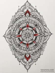 Y, artistic tattoo sketch, black and red ink,... - эскиз тату (№1752334238_0, 12.07.2025 15:30) — Tatufoto.com