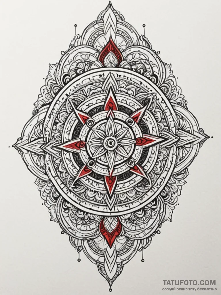 Y, artistic tattoo sketch, black and red ink,... - эскиз тату (№1752334238_0, 12.07.2025 15:30) — Tatufoto.com