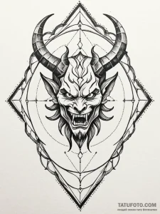 Arabesque frame with demon inside, tattoo lin... - эскиз тату (№1752334408_0, 12.07.2025 15:33) — Tatufoto.com