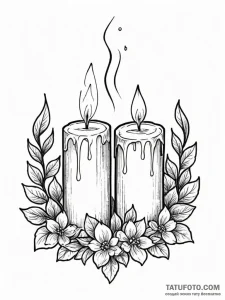 Candle burning with twin flames, ink illustra... - эскиз тату (№1752334666_0, 12.07.2025 15:37) — Tatufoto.com