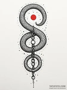 Chained serpent piercing moon, tattoo sketch... - эскиз тату (№1752334958_0, 12.07.2025 15:42) — Tatufoto.com