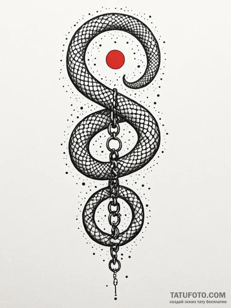 Chained serpent piercing moon, tattoo sketch... - эскиз тату (№1752334958_0, 12.07.2025 15:42) — Tatufoto.com