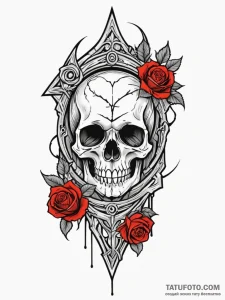 Glacial blade beneath shattered gate, tattoo... - эскиз тату (№1752335383_0, 12.07.2025 15:49) — Tatufoto.com