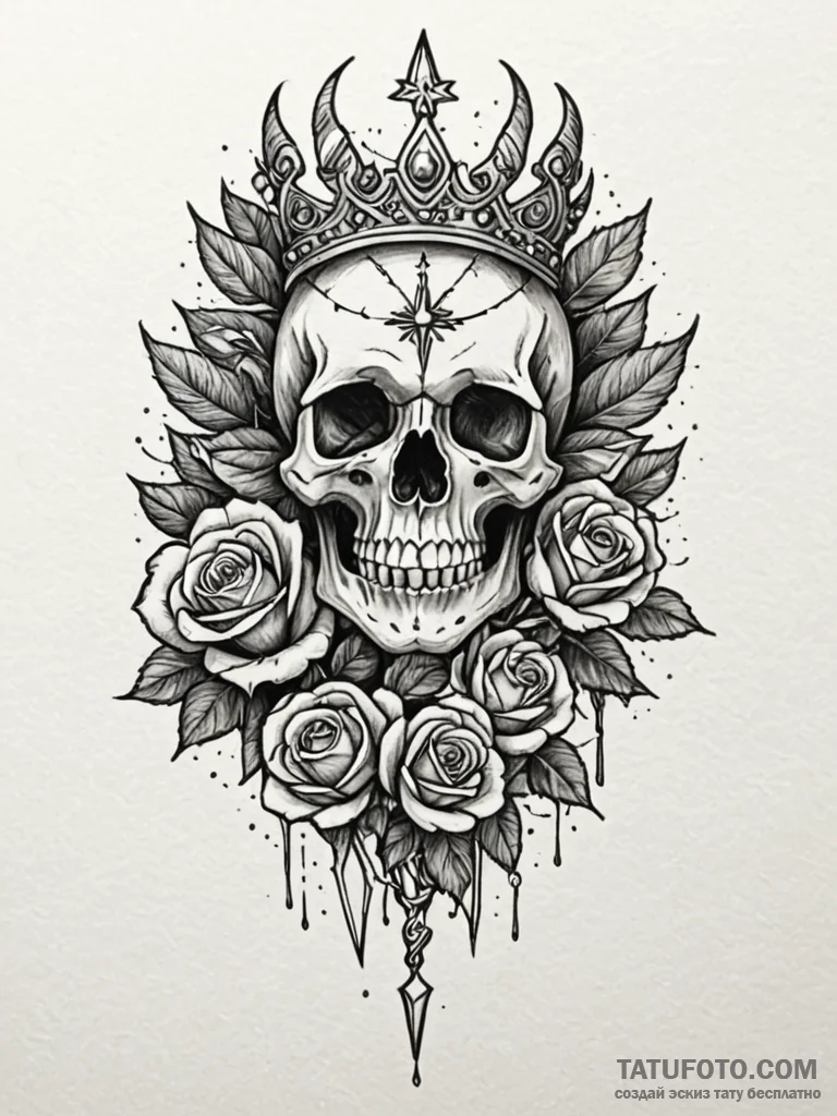 Gleaming dagger crowned in starlight, tattoo... - эскиз тату (№1752336579_0, 12.07.2025 16:09) — Tatufoto.com