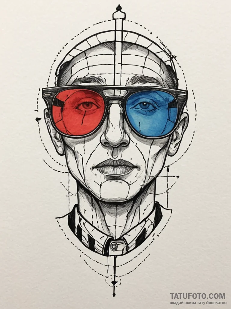 Old-school 3d glasses (red and blue lenses),... - эскиз тату (№1752336920_0, 12.07.2025 16:15) — Tatufoto.com