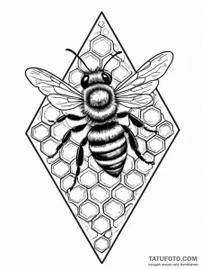 A bee on a honeycomb (is there, but can be cl... - эскиз тату (№1752337177_0, 12.07.2025 16:19) — Tatufoto.com