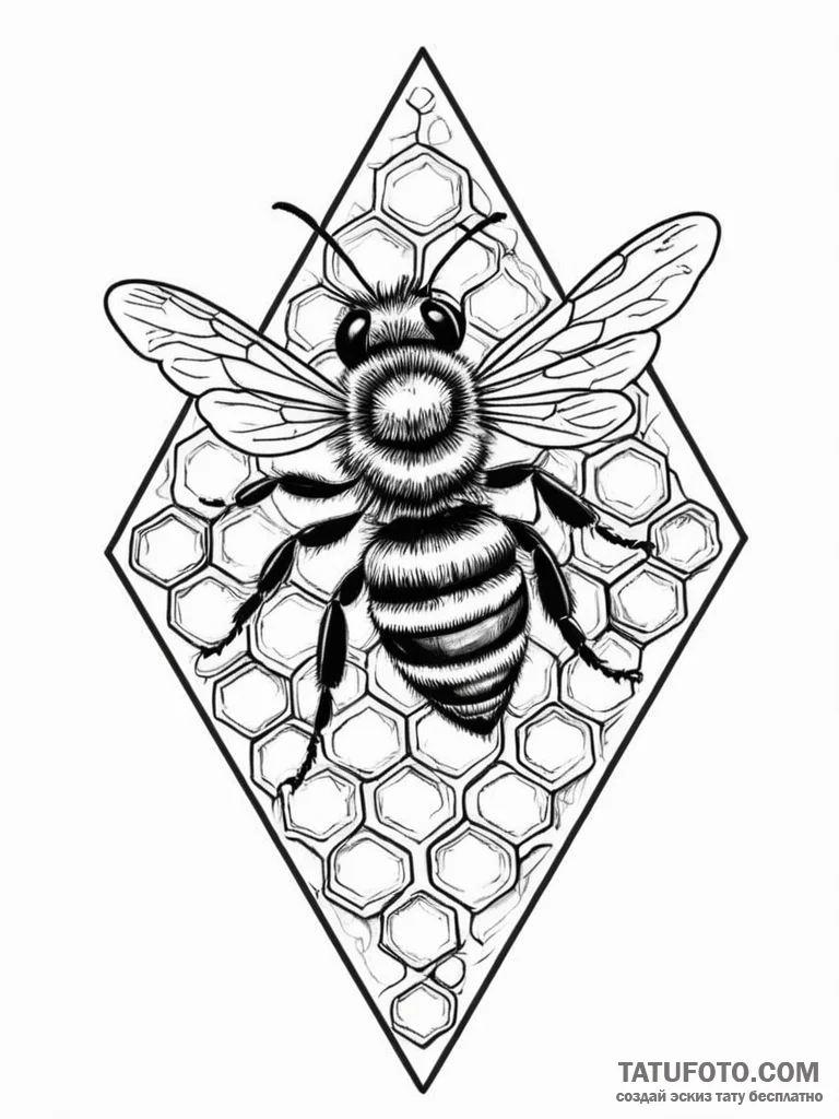 A bee on a honeycomb (is there, but can be cl... - эскиз тату (№1752337177_0, 12.07.2025 16:19) — Tatufoto.com