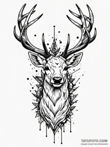 Astral stag with shattered antlers, tattoo dr... - эскиз тату (№1752337861_0, 12.07.2025 16:31) — Tatufoto.com