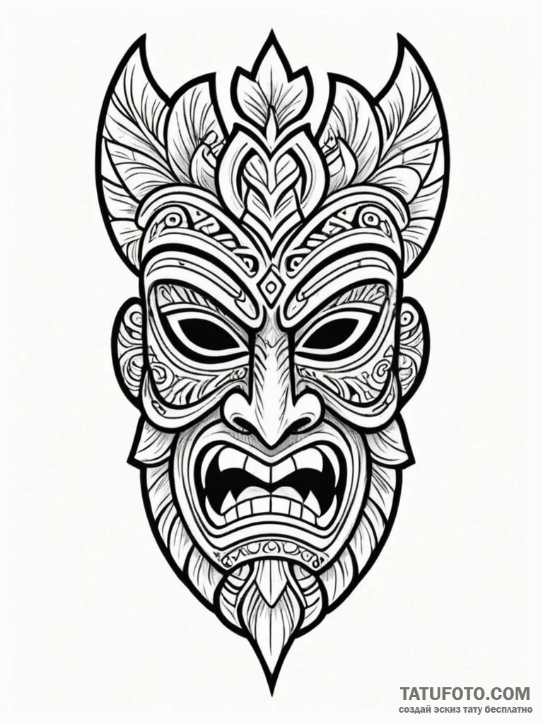 A polynesian tiki mask — эскиз тату (№1752338201_0, 12.07.2025 16:36) — Tatufoto.com