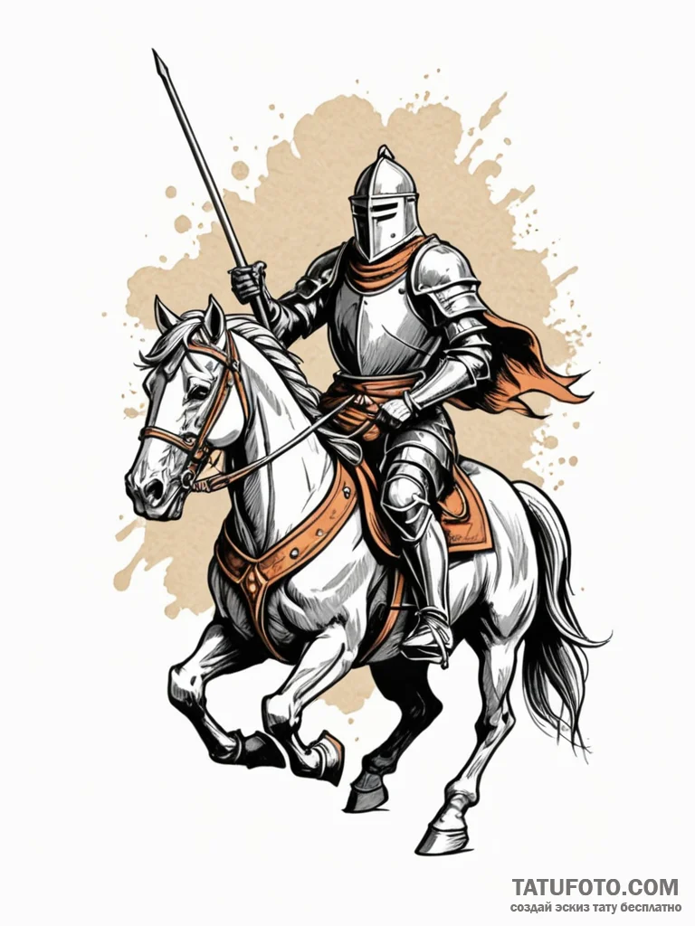 Knight jousting, tattoo sketch design, styliz... - эскиз тату (№1752338457_0, 12.07.2025 16:40) — Tatufoto.com