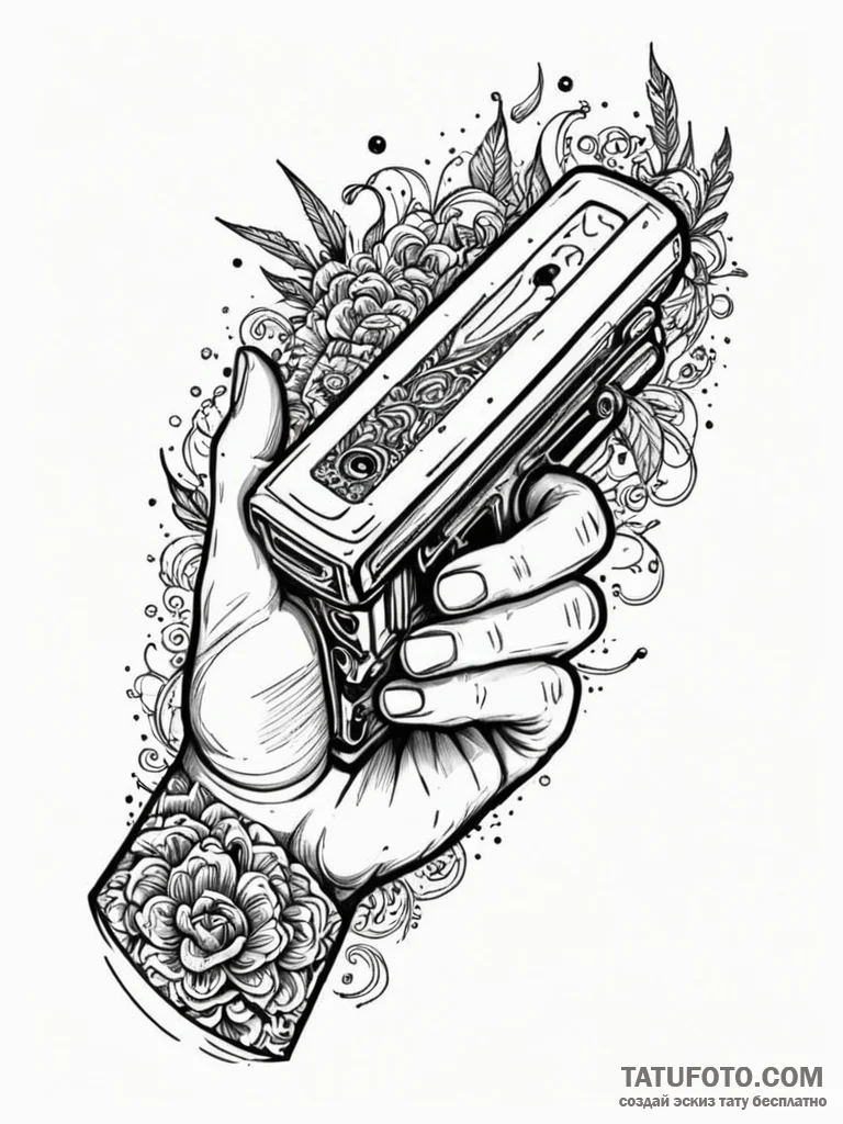 Stapler that is chomping on a human finger, c... - эскиз тату (№1752338882_0, 12.07.2025 16:48) — Tatufoto.com