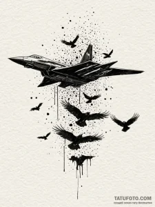Lockheed sr-71 blackbird dissolving into a fl... - эскиз тату (№1752339310_0, 12.07.2025 16:55) — Tatufoto.com