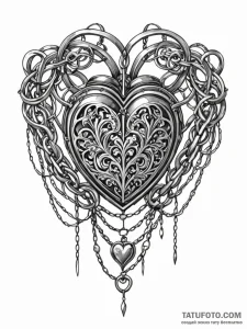 Black heart wrapped in chains, tattoo line ar... - эскиз тату (№1752339649_0, 12.07.2025 17:00) — Tatufoto.com