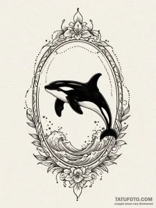 Killer whale (orca) silhouette filled with oc... - эскиз тату (№1752340068_0, 12.07.2025 17:07) — Tatufoto.com