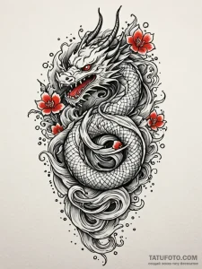 Opal serpent slithering through frost, ink il... - эскиз тату (№1752340237_0, 12.07.2025 17:10) — Tatufoto.com