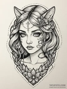 Nymph eyes glowing in darkness, tattoo line a... - эскиз тату (№1752340489_0, 12.07.2025 17:14) — Tatufoto.com