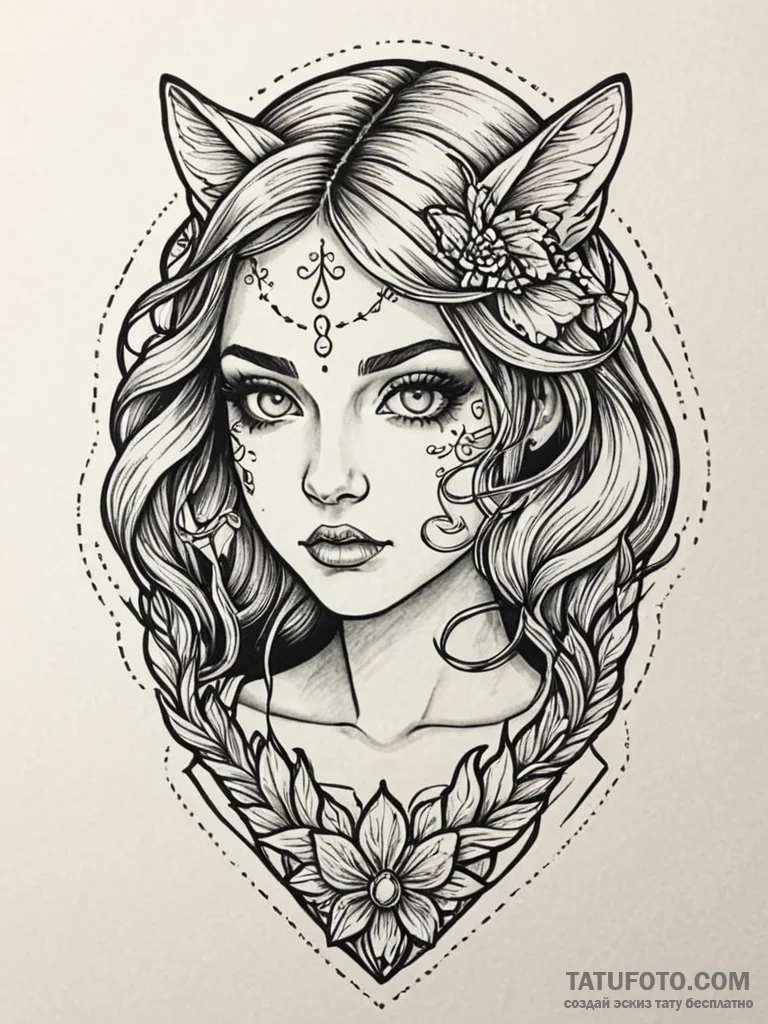 Nymph eyes glowing in darkness, tattoo line a... - эскиз тату (№1752340489_0, 12.07.2025 17:14) — Tatufoto.com