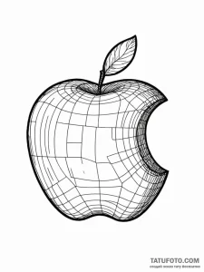 Tattoo sketch, an ai-generated apple, glitchi... - эскиз тату (№1752340909_0, 12.07.2025 17:21) — Tatufoto.com