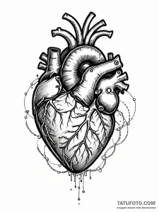 Tattoo sketch, an anatomical heart with a clo... - эскиз тату (№1752341156_0, 12.07.2025 17:25) — Tatufoto.com