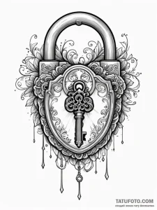 Tattoo sketch, an antique key unlocking a dig... - эскиз тату (№1752341407_0, 12.07.2025 17:30) — Tatufoto.com