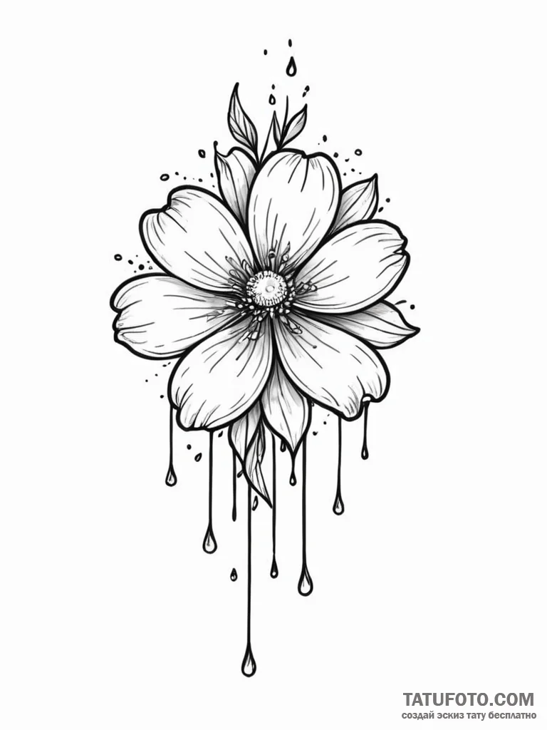 Tattoo sketch, acid rain falling on a single,… — эскиз тату (№1752341827_0, 12.07.2025 17:37) — Tatufoto.com