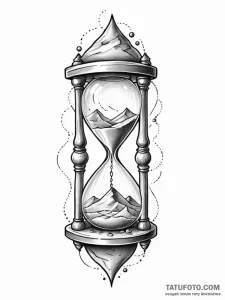 Tattoo sketch, an hourglass where sand is rep... - эскиз тату (№1752341911_0, 12.07.2025 17:38) — Tatufoto.com