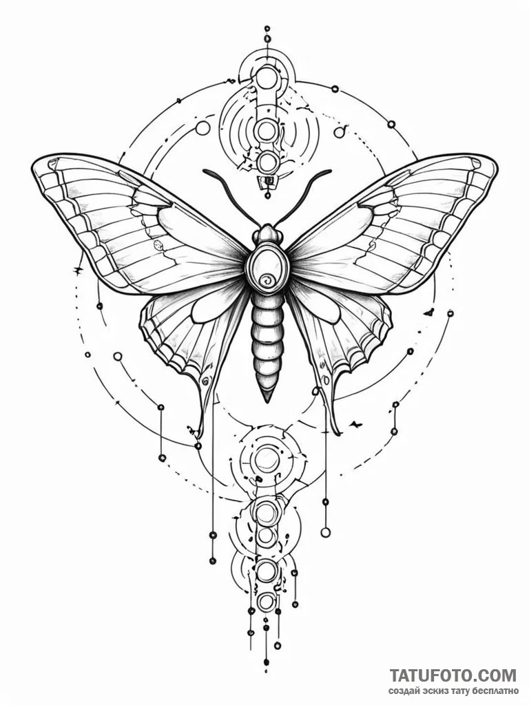 Tattoo sketch, an atlas moth with a circuit b... - эскиз тату (№1752342079_0, 12.07.2025 17:41) — Tatufoto.com