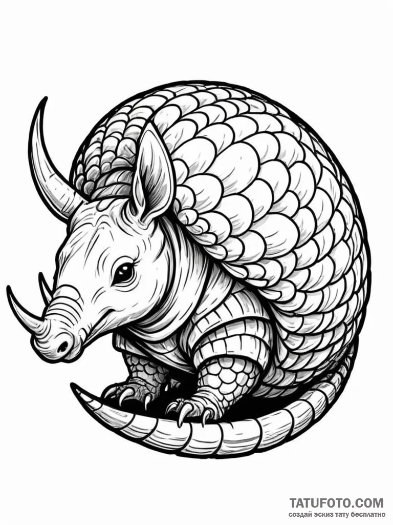 Tattoo sketch, an armadillo curled up, but it... - эскиз тату (№1752342416_0, 12.07.2025 17:46) — Tatufoto.com