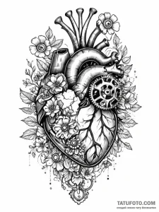 Tattoo sketch, abstract anatomical heart made... - эскиз тату (№1752343677_0, 12.07.2025 18:07) — Tatufoto.com