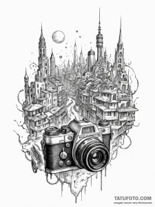 Tattoo sketch, anachronistic antique camera c... - эскиз тату (№1752343930_0, 12.07.2025 18:12) — Tatufoto.com