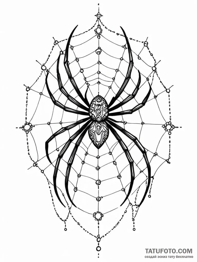 Tattoo sketch, arachnid (spider) with intrica... - эскиз тату (№1752344014_0, 12.07.2025 18:13) — Tatufoto.com