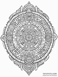Tattoo sketch, aztec calendar stone reimagine... - эскиз тату (№1752344181_0, 12.07.2025 18:16) — Tatufoto.com