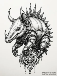 Tattoo sketch, armored armadillo with a steam... - эскиз тату (№1752344349_0, 12.07.2025 18:19) — Tatufoto.com