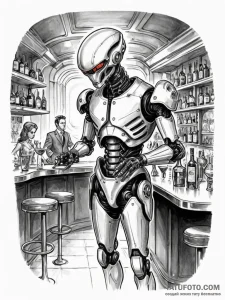 Tattoo sketch, baroque-style robot butler ser... - эскиз тату (№1752345017_0, 12.07.2025 18:30) — Tatufoto.com