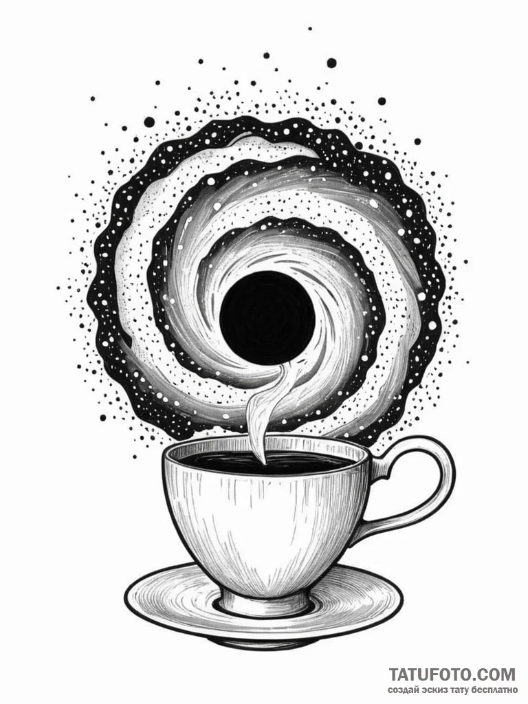 Tattoo sketch, black hole depicted as a swirl... - эскиз тату (№1752345269_0, 12.07.2025 18:34) — Tatufoto.com