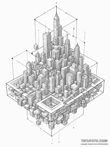 Tattoo sketch, blockchain ledger visualized a... - эскиз тату (№1752345697_0, 12.07.2025 18:41) — Tatufoto.com