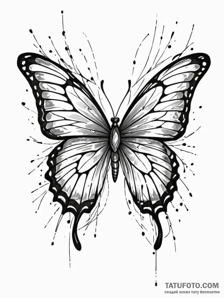 Tattoo sketch, butterfly with wings made of s... - эскиз тату (№1752345782_0, 12.07.2025 18:43) — Tatufoto.com
