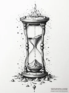 Tattoo sketch, burning hourglass, with sand m... - эскиз тату (№1752345866_0, 12.07.2025 18:44) — Tatufoto.com