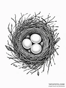 Tattoo sketch, bird's nest made of old camera... - эскиз тату (№1752346203_0, 12.07.2025 18:50) — Tatufoto.com