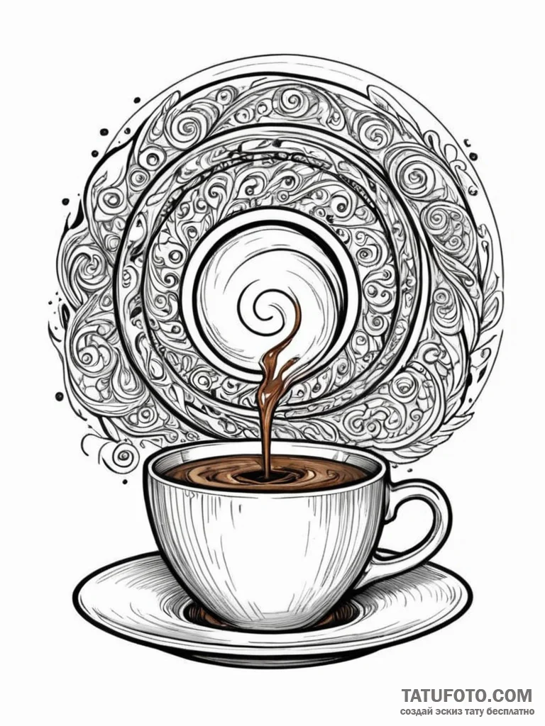 Tattoo sketch, barista's hand pouring coffee... - эскиз тату (№1752346879_0, 12.07.2025 19:01) — Tatufoto.com
