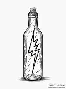 Tattoo sketch, bottled lightning bolt, contai... - эскиз тату (№1752347212_0, 12.07.2025 19:06) — Tatufoto.com