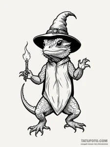 Tattoo sketch, bearded dragon wearing a tiny... - эскиз тату (№1752347297_0, 12.07.2025 19:08) — Tatufoto.com