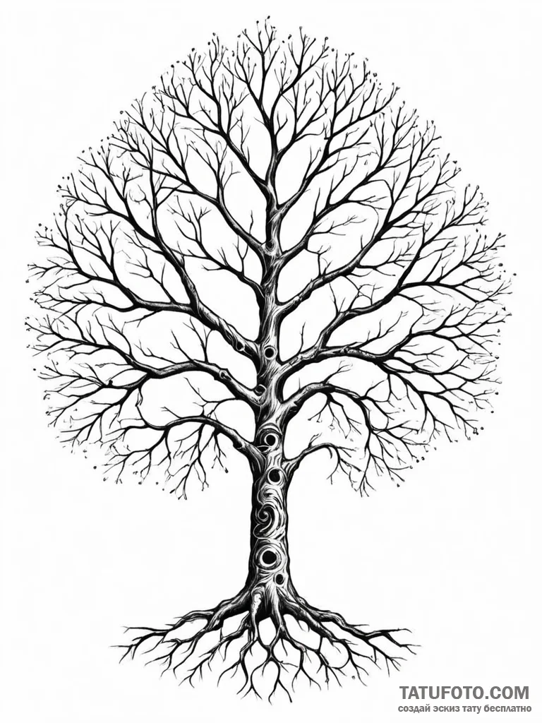 Tattoo sketch, binary tree structure rendered... - эскиз тату (№1752347466_0, 12.07.2025 19:11) — Tatufoto.com