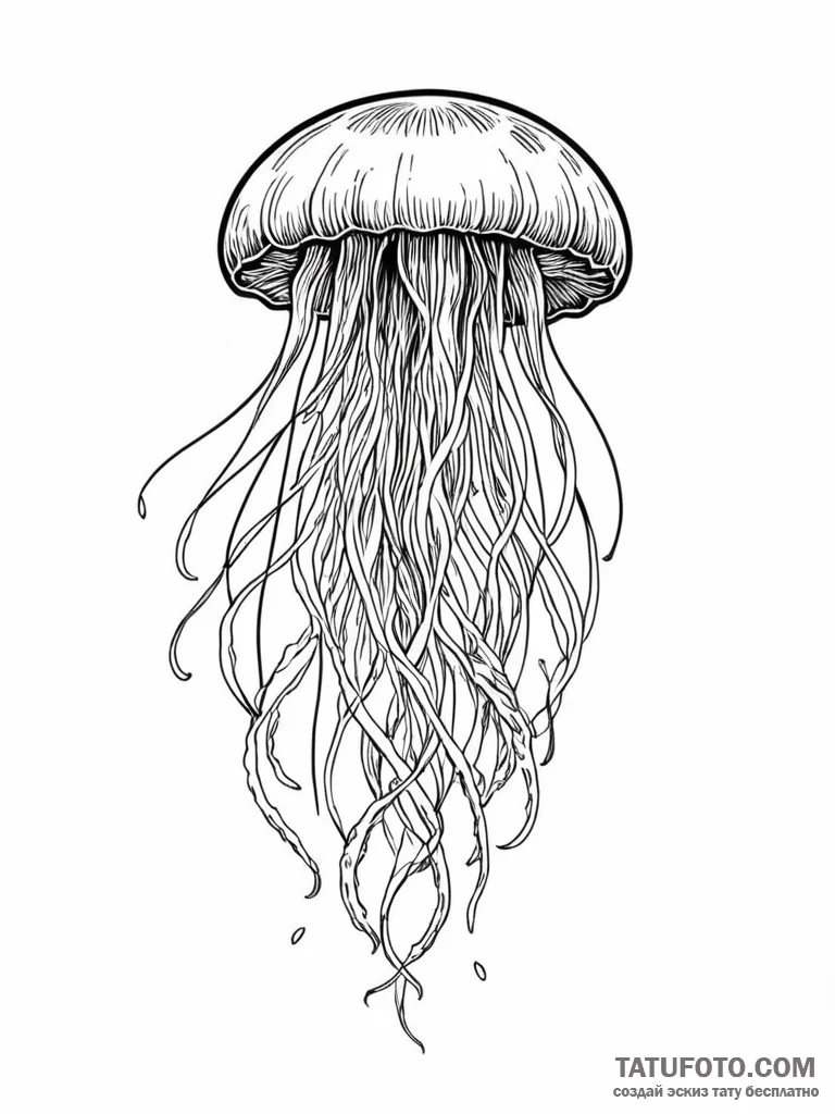 Tattoo sketch, bio-luminescent jellyfish swim... - эскиз тату (№1752347805_0, 12.07.2025 19:16) — Tatufoto.com